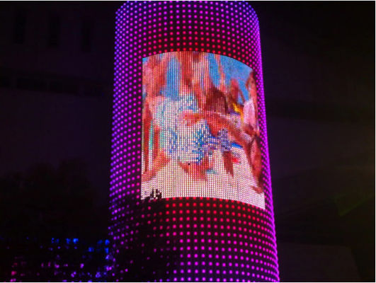 Waterproof Flexible LED Mesh Screen Pixel Pitch 40mm 50mm Soft Outdoor RGB Mesh Screen