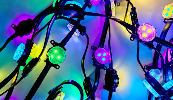 DC12V Amusement Ride LED Lights 3Leds 30mm Outdoor Decoration Changeable Point Lights with Optional Deep Mist Mask and 0.8W