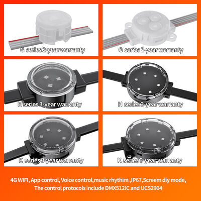 40mm Smart Addressable LED Pixel Light IP67 Waterproof High Brightness for Outdoor Facade Media Wall